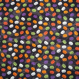 Mini Pumpkins in Orange, Green & Purple Halloween Cotton Fabric - 1/2 Yard